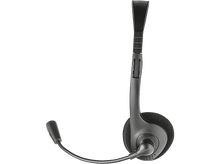 Charger l&#39;image dans la galerie, Un casque noir avec microphone sur fond noir.
