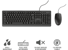 TRUST Clavier sans fil + souris Primo AZERTY Noir (23987)