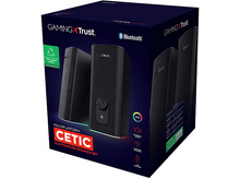 Charger l&#39;image dans la galerie, Boîte d&#39;enceintes avec deux enceintes et logos. Fond blanc et nombreux détails.
