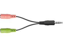 Charger l&#39;image dans la galerie, Un câble répartiteur. Il possède un port rose et vert et une fiche noire. Le fond est noir.
