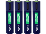 TRUST Piles rechargeables AAA 500 mAh USB-C avec câble de chargement 4-en-1 4 pièces (25671)