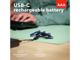 TRUST Piles rechargeables AAA 500 mAh USB-C avec câble de chargement 4-en-1 4 pièces (25671)
