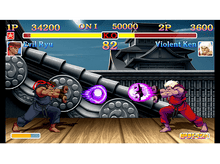 Charger l&#39;image dans la galerie, Écran de jeu d&#39;arcade Street Fighter II avec Ryu et Ken se battant, avec barres de vie.
