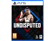 Charger l&#39;image dans la galerie, Pochette du jeu Undisputed PS5. Boxeur avec des gants et des gants rouges. Fond bleu et rouge.
