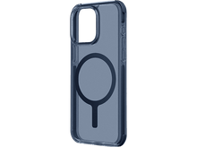 Charger l&#39;image dans la galerie, Coque iPhone bleue transparente avec cercle magnétique. Boutons latéraux visibles.
