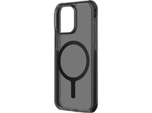 Charger l&#39;image dans la galerie, Une coque de téléphone transparente, bordée de noir, avec un motif d&#39;aimant circulaire au centre.
