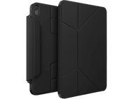 Étui de tablette noir, ouvert, montrant l'intérieur. L'étui est conçu pour une tablette.