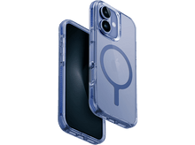 Charger l&#39;image dans la galerie, Coque de téléphone transparente avec un cadre bleu, montrant l&#39;arrière d&#39;un téléphone noir.
