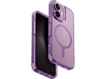 Charger l&#39;image dans la galerie, Une coque de téléphone violette sur fond noir. Le téléphone est dans la coque.
