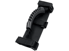 Charger l'image dans la galerie, Poignée noire avec sangles. La poignée est pour une voiture, avec sangles et boucles noires.
