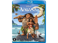 Couverture Blu-ray de Vaiana. Présente les personnages Moana, Maui et autres. Sur fond d'île tropicale.