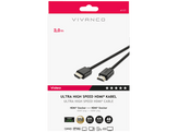 VIVANCO Câble HDMI 2.1, ARC, M-M, doré, 8K/60 Hz, 3 m Noir