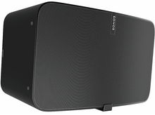 Charger l&#39;image dans la galerie, Enceinte Sonos noire, vue latérale, avec une façade en mesh et le logo Sonos visible.
