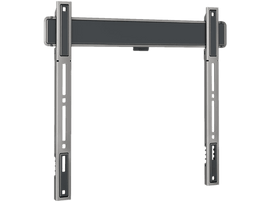 Support TV noir et gris. Design rectangulaire avec trous de montage.