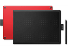 Charger l&#39;image dans la galerie, Une tablette graphique Wacom rouge et noire avec un stylet.
