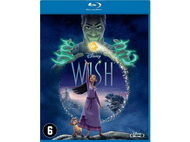 Couverture Blu-ray de Disney Wish.  Une fille aux longs cheveux et un chien, et un homme avec de la magie.
