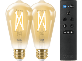 WIZ  Ampoule Smart E27 6.7 W - 2 pièces + WIZmote (55015500) Ampoule LED connectée Blanc chaud à blanc froid