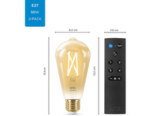 Charger l&#39;image dans la galerie, WIZ  Ampoule Smart E27 6.7 W - 2 pièces + WIZmote (55015500) Ampoule LED connectée Blanc chaud à blanc froid
