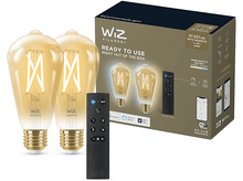 Charger l&#39;image dans la galerie, WIZ  Ampoule Smart E27 6.7 W - 2 pièces + WIZmote (55015500) Ampoule LED connectée Blanc chaud à blanc froid
