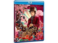 Charger l'image dans la galerie, Couverture Wonka Blu-ray. Timothée Chalamet en manteau rouge, autres acteurs et fond coloré.

