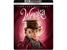 Charger l&#39;image dans la galerie, Affiche du film &#39;Wonka&#39;, avec Timothée Chalamet en haut-de-forme sur fond tourbillonnant.
