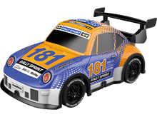 Charger l&#39;image dans la galerie, Voiture de course jouet avec des couleurs bleues, oranges et blanches, avec le numéro 181.

