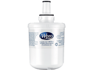 Filtre à eau blanc. Texte : Wpro, Capacité max 1100 litres, 6 mois d'utilisation continue.