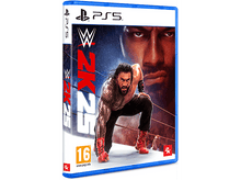 Charger l&#39;image dans la galerie, Boîtier de jeu WWE 2K23 PS5 avec Roman Reigns. Il est à genoux en tenue de catch ; visage d&#39;un autre homme en arrière-plan.
