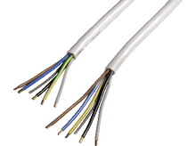 Charger l&#39;image dans la galerie, Deux fils gris avec de multiples fils colorés émergeant de leurs extrémités. Les fils sont coupés.
