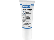 Tube blanc et bleu de graisse multi-silicone, avec texte et logo NSF.