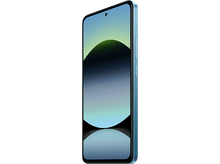 Charger l&#39;image dans la galerie, Smartphone bleu avec écran sombre, vue latérale, fond noir.
