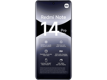 Charger l&#39;image dans la galerie, Smartphone Redmi Note 14 Pro 5G. Écran noir avec texte blanc décrivant les fonctionnalités. Fond blanc.
