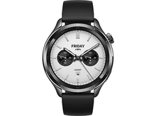 Charger l&#39;image dans la galerie, Une montre connectée noire avec cadran blanc affichant vendredi 16 août, avec deux sous-cadrans.
