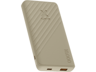 Une batterie externe Xtrom beige avec une surface texturée et des accents orange.