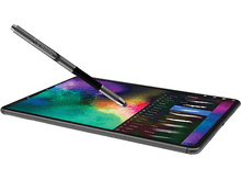 Charger l&#39;image dans la galerie, Tablette avec un stylet touchant l&#39;écran avec des traits colorés.
