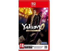 Boîtier de jeu Nintendo Switch, rouge avec titre Yakuza 0, deux hommes sur la couverture, classification du jeu, logo Sega.