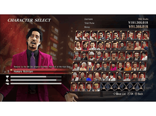 Charger l&#39;image dans la galerie, Écran de sélection de personnage, homme en costume rose, autres personnages, interface du jeu, texte, infos argent.
