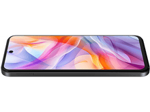 Charger l&#39;image dans la galerie, Un smartphone noir, vue de dessus. L&#39;écran affiche un design abstrait et coloré.
