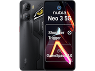 Téléphone nubia Neo 3 5G noir. Dispose d'un design arrière avec appareil photo et écran avec infos de jeu.