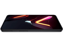 Charger l&#39;image dans la galerie, Un smartphone noir avec un écran affichant un design en forme de V coloré.
