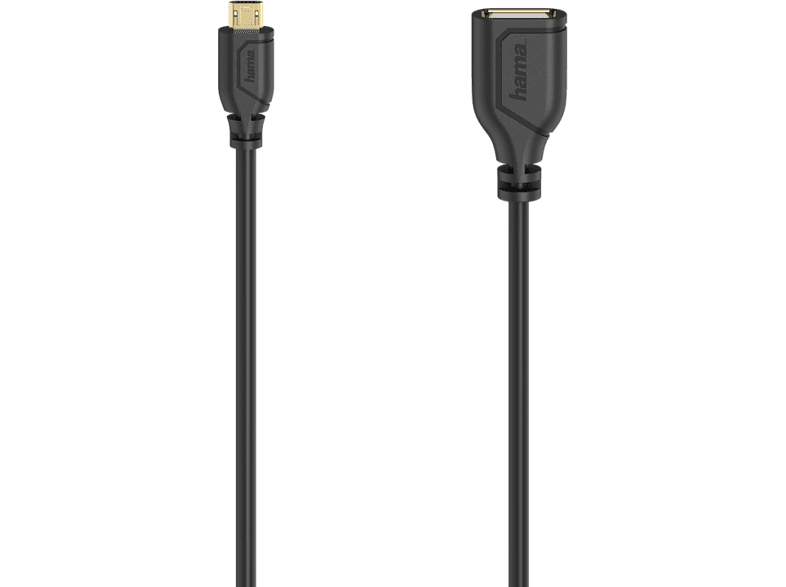 HAMA Adaptateur microUSB - USB-A IN Flexi-Slim 2.0 15 cm Noir (200638)