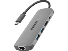 Charger l&#39;image dans la galerie, SITECOM Adaptateur USB-C - Ethernet - HDMI + USB-HUB 3.0 2 ports (CN-379)
