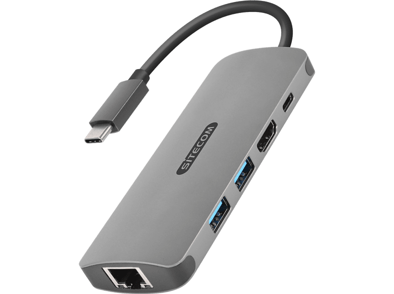 SITECOM Adaptateur USB-C - Ethernet - HDMI + USB-HUB 3.0 2 ports (CN-379)
