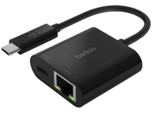 Charger l&#39;image dans la galerie, BELKIN Adaptateur USB-C vers Ethernet + Power (USB-C) 60W Noir (INC001BTBK)
