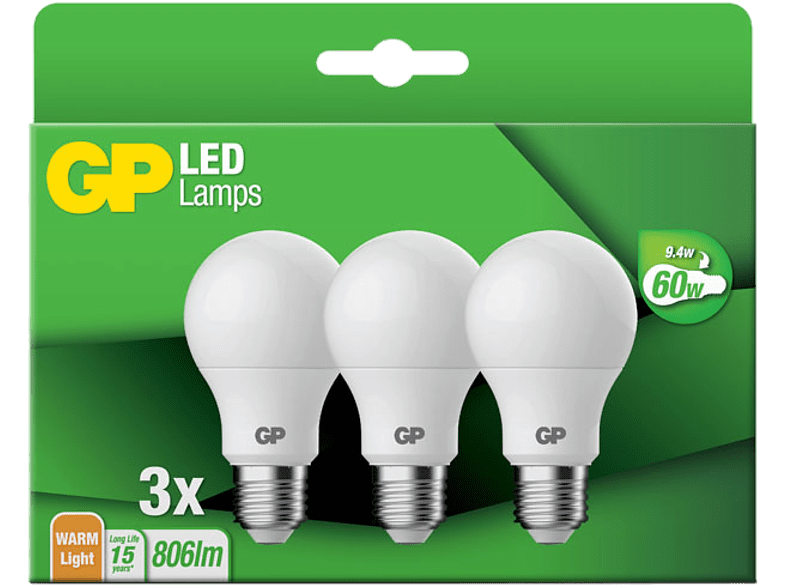 GP LIGHTING Ampoule Blanc chaud E27 9.4 W - 3 pièces (087687-LDCE3)