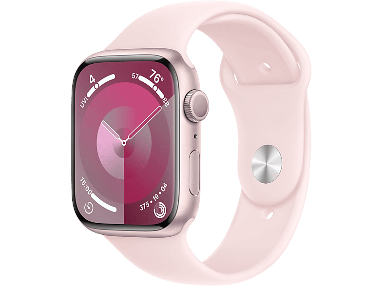 APPLE Watch Series 9 GPS 45mm Boîtier aluminium Light Pink, Bracelet Sport Light Pink - S/M (MR9G3QF/A)