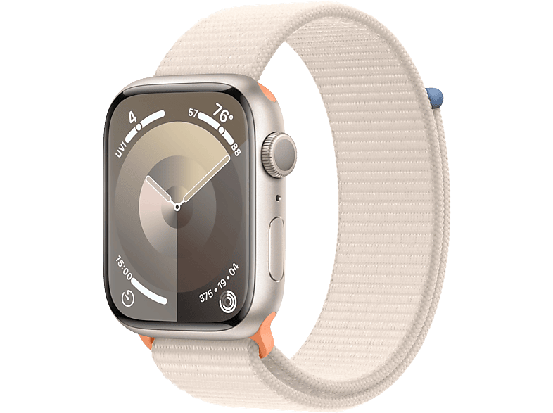 APPLE Watch Series 9 GPS 45mm Boîtier aluminium Starlight, Bracelet Sport Loop Starlight (MR983QF/A)