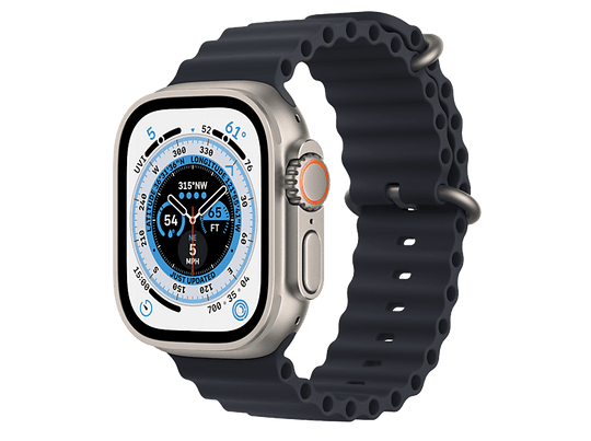 APPLE Watch Ultra GPS + Cellular 49 mm Boîtier en titane, Bracelet Océan Minuit (MQFK3NF/A)