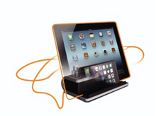 Charger l&#39;image dans la galerie, PROFILE Bloc multiprise avec 1 prise + 4 x USB-A + support smartphone / Tablette (200840008)
