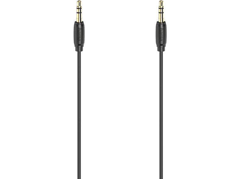 HAMA Câble audio Doré Jack 3.5 mm Stéréo Ultrafin 0.5 m Noir (205117)